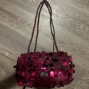 Glamorous Fuchsia Sequin Shoulder Bag
